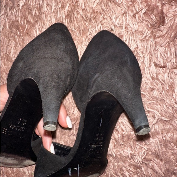 Vince Black suede Women's pointed kitten Heels 8 formal office - Picture 11 of 15